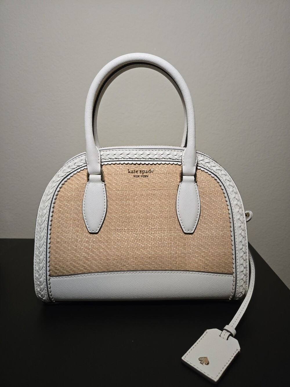 Kate Spade New York White & Natural Straw Dome Satchel